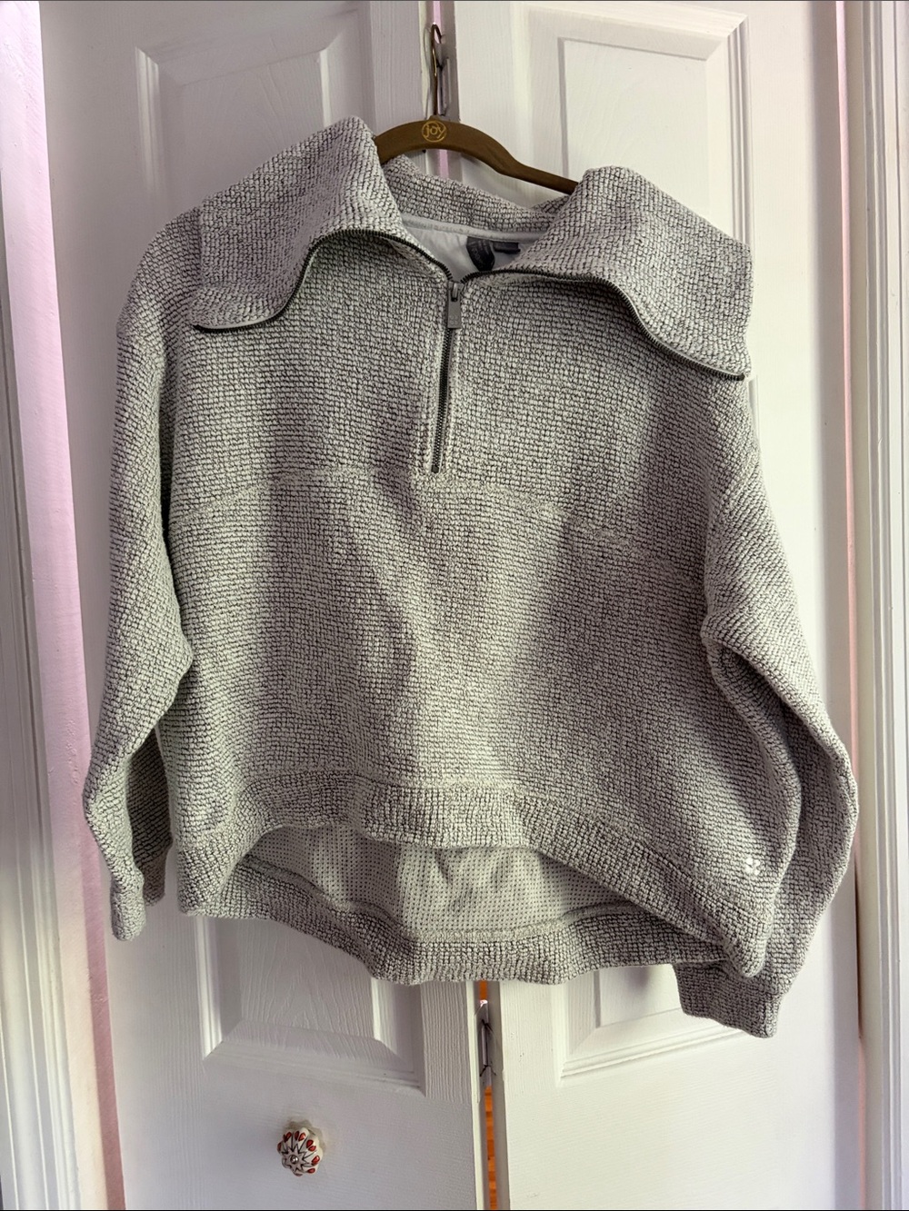 Sweaty Betty Heather Gray Half-Zip Cowl Sweater